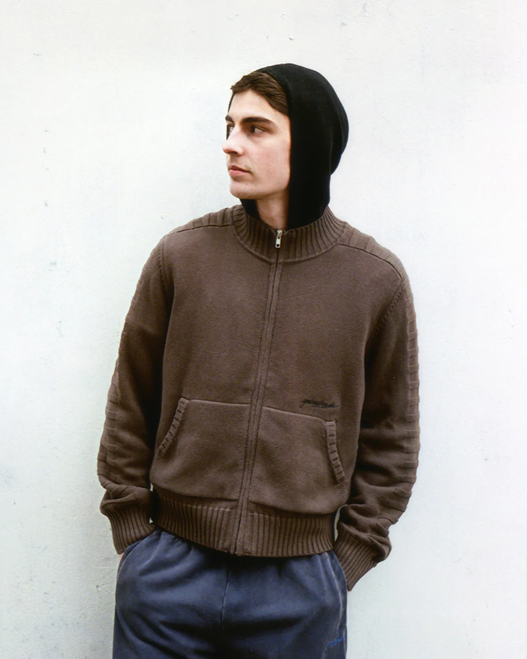 Faldo Knitted Full-Zip (Brown) - Image 4