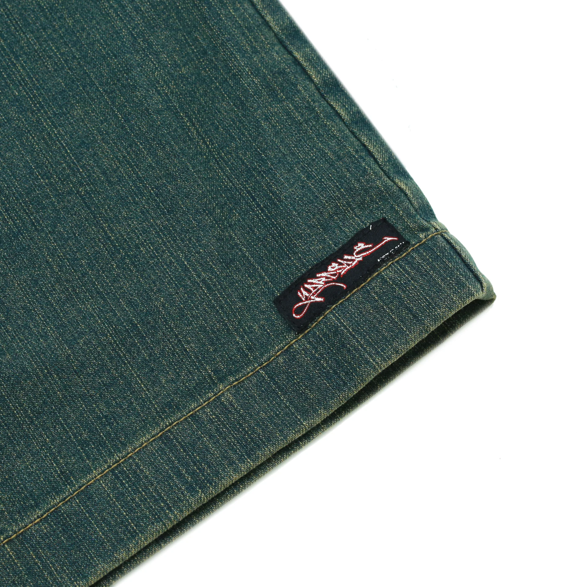 Slub Denim Shorts (Green) - Image 3