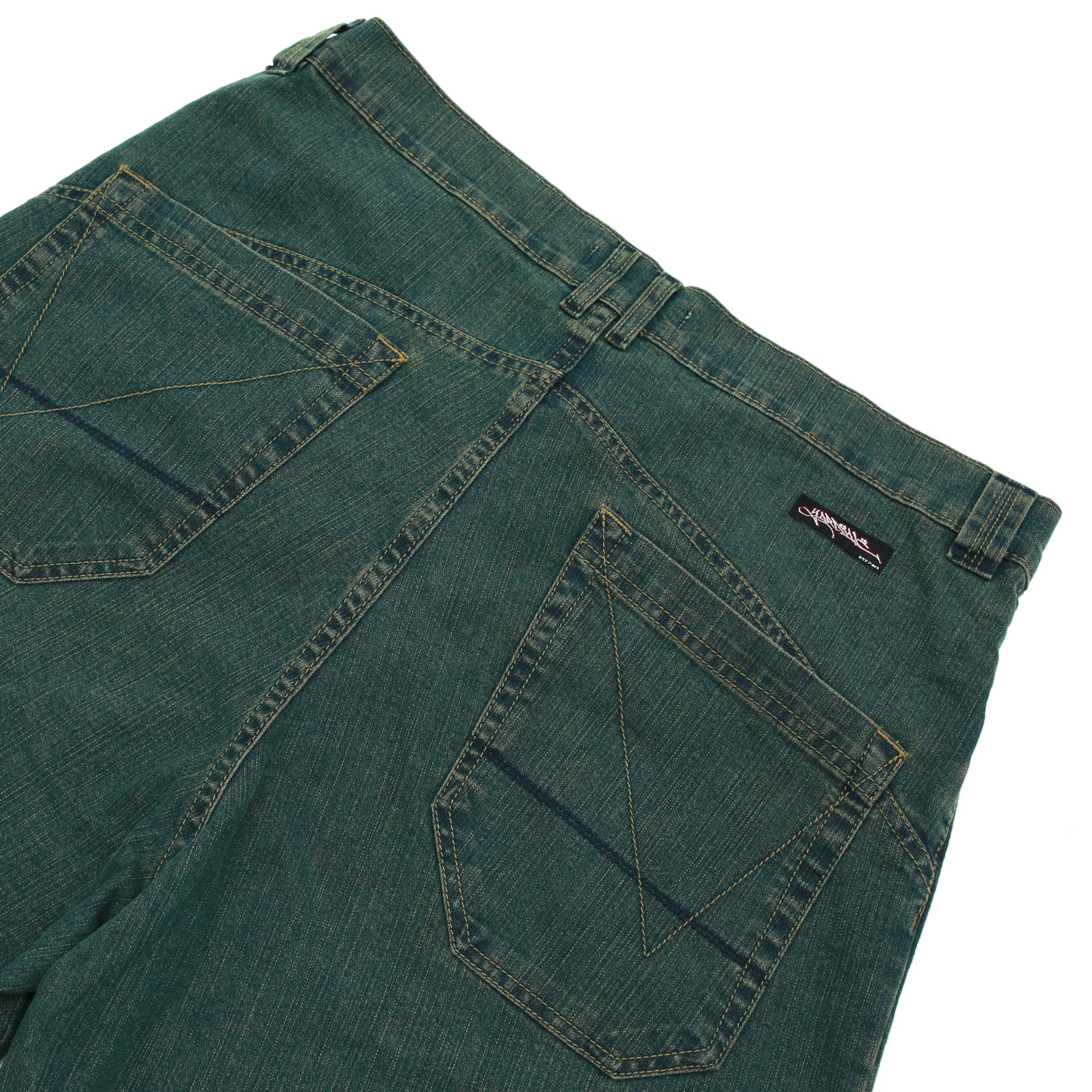 Slub Denim Shorts (Green) - Image 4