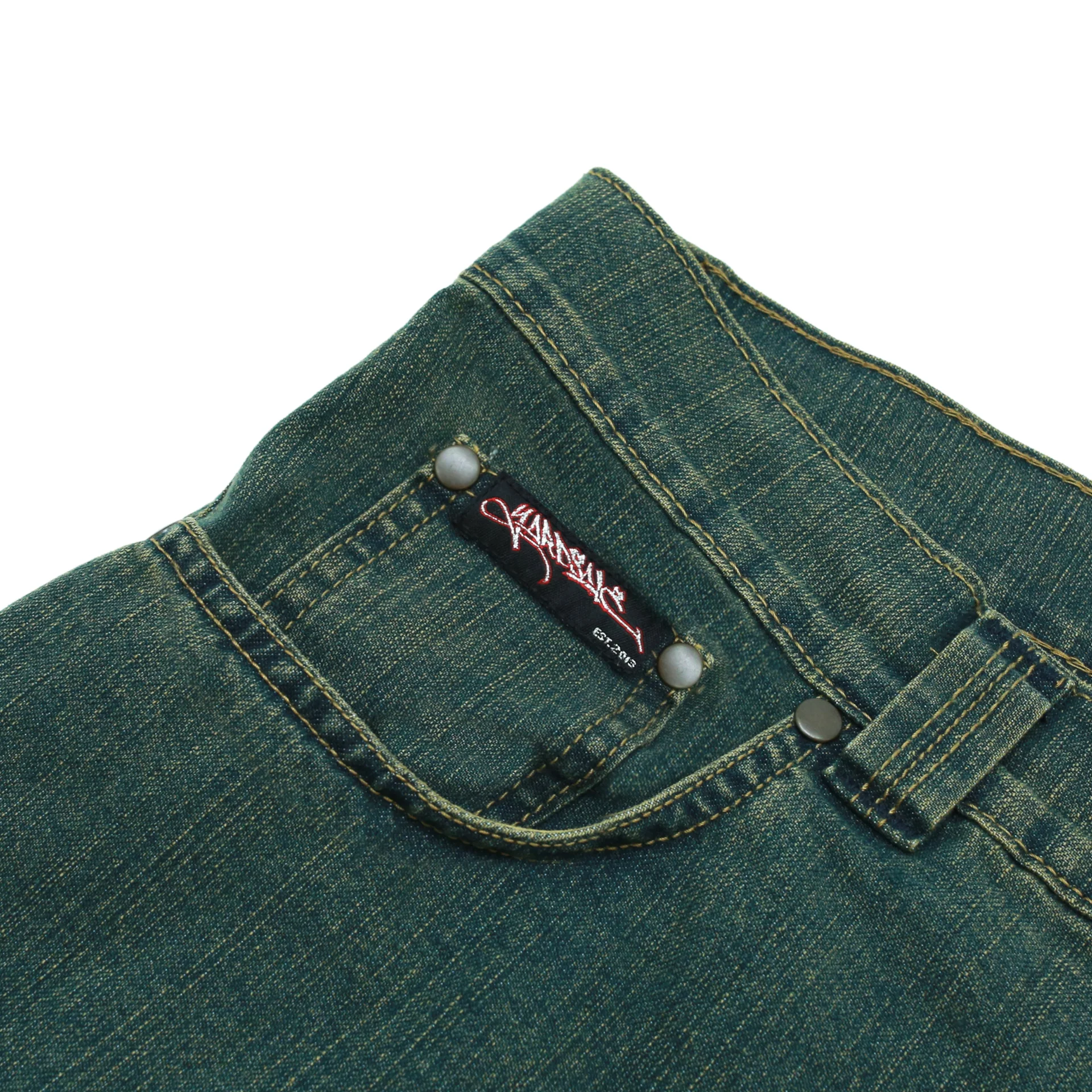 Slub Denim Shorts (Green) - Image 5