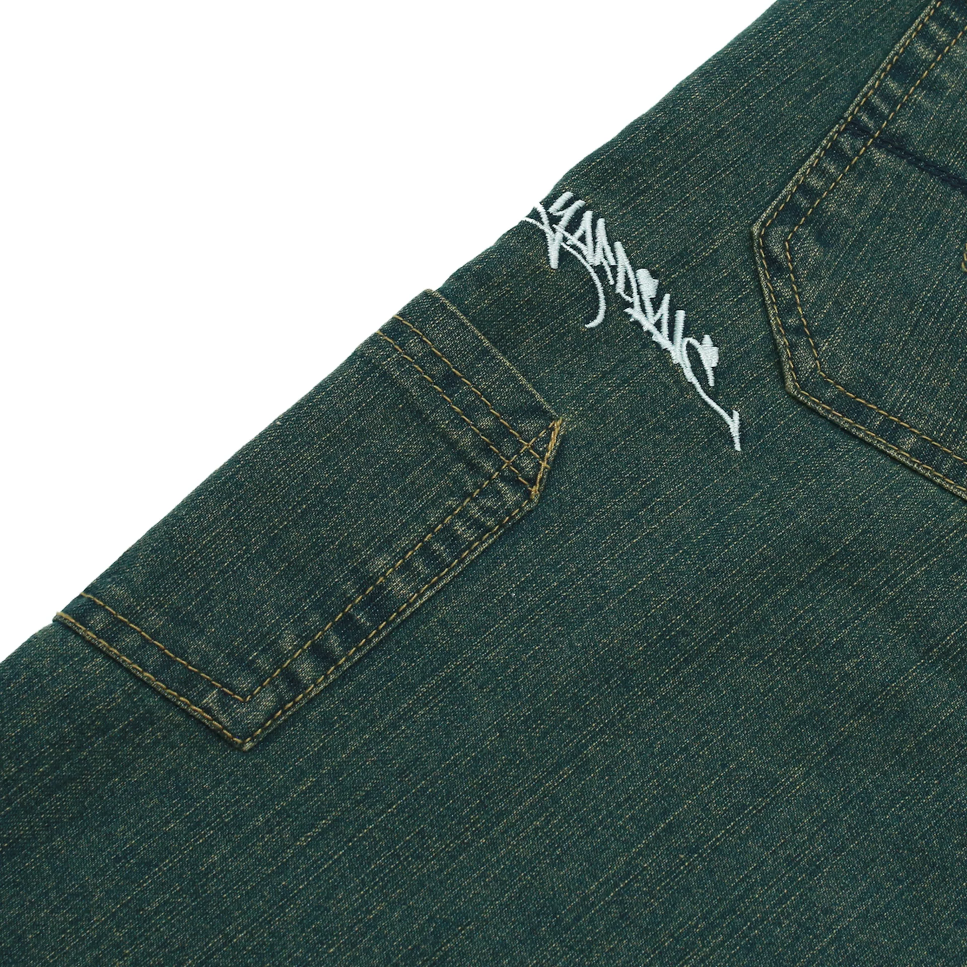Slub Denim Shorts (Green) - Image 6