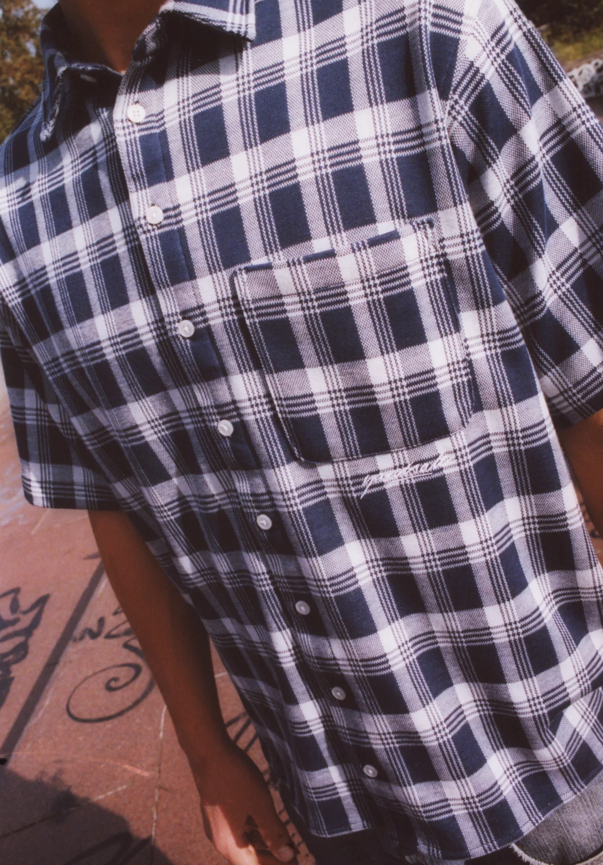 YS Knitted Short Sleeved Shirt (Blue/White) - Image 4